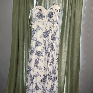 Windsor Floral Maxi Dress in Gray and Cream